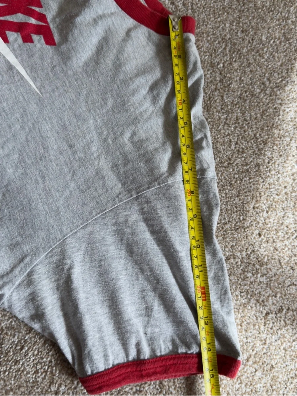 Nike Ringer Tee XL Gray Red Logo Retro Y2K Streetwear Casual Vintage